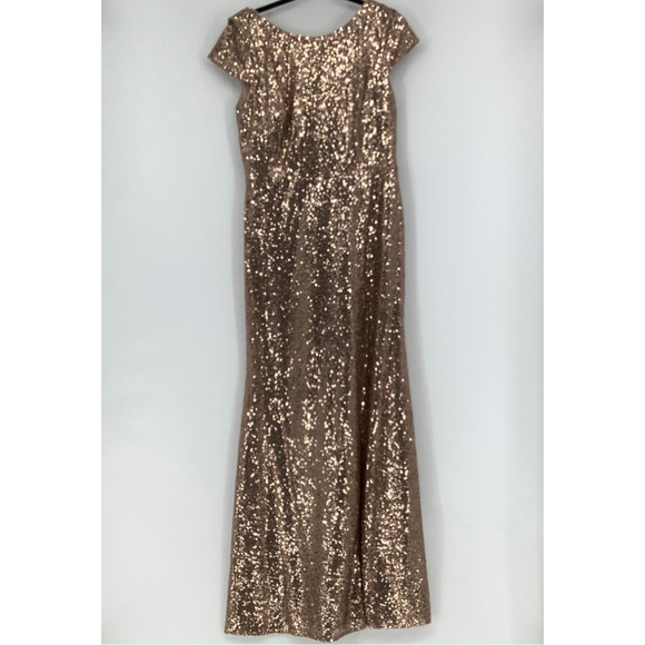 NEW Dessy Collection Size 12 Elle Sequin Cowl Back Cinnamon Dress $292 msrp J2-6 - Picture 3 of 10